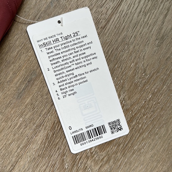 instill tight hr 25" smoky red size 0 lululemon nwt - Picture 3 of 13